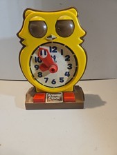 VINTAGE 1975 Owl Answer Learning Clock by TOMY Plastic Time Education Toy- Works