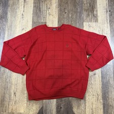 Vintage Izod Mens Sweater Size L Red Knit Long Sleeve Embroidered Logo