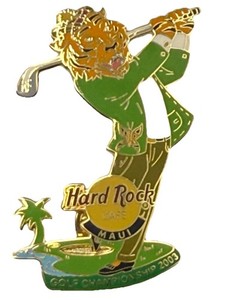 Hard Rock Cafe Maui Golf Championship 2003 Pinback Golfing Character Green Shirt