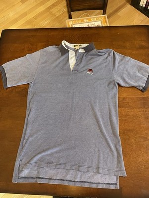 Vintage Duckster Grey Men s Pima Cotton Polo Shirt Red Barn Logo Golf Size Large