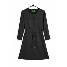 Summer Black Shirt Dress Size L Gold Button Detail Long Sleeve Minimalist