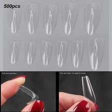 500pcs Transparent Nail Tip Professional Home Salon Portable DIY Fake False CHU