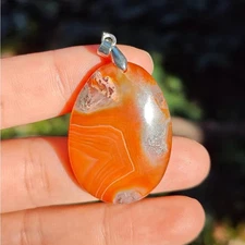 Sterling Silver Unique Banded Druzy Moss‎ Agate Pendant 0843