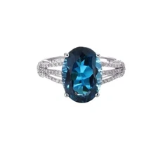NATURAL SWISS BLUE TOPAZ CZ DECEMBER BIRTHSTONE 925 SOLID SILVER WEDDING RING