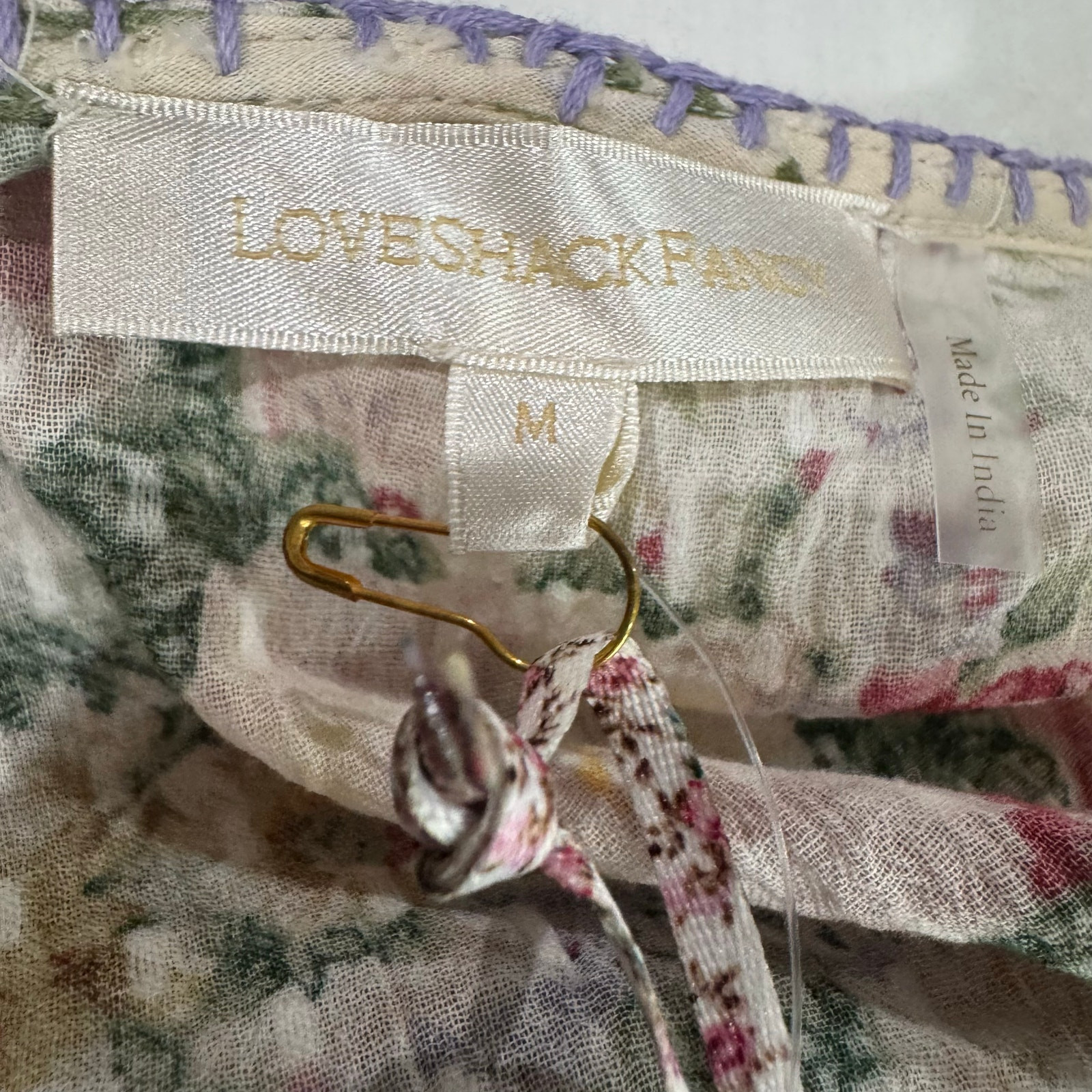 LoveShackFancy Keelin Mini Dress Shining Gemstone Floral Cotton Multi Size M NWT image 10