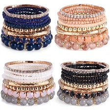 MILACOLATO 4 Sets Boho Bracelets 7.9 inches, A - 4 ( 32 Pcs ) 