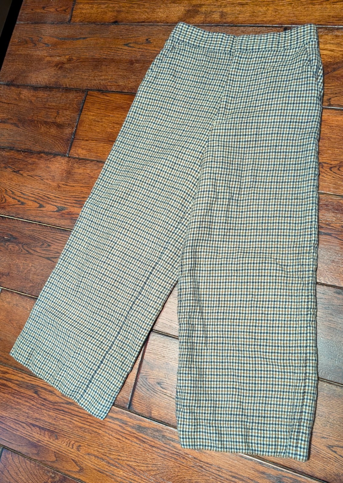 ALTRA DRESSTERIOR Japan pantaloni donna a quadri in lana crop gamba larga taglia 38