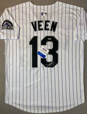 COLORADO ROCKIES- ZAC VEEN AUTOGRAPH #13 NIKE PINSTRIPE JERSEY PSA