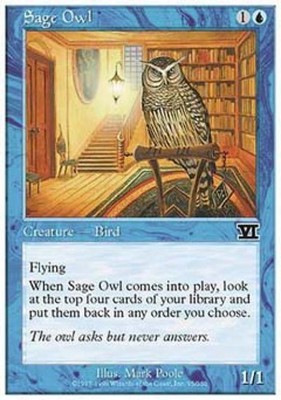Sage Owl - 6E MTG - Light Play