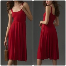 Reformation Jeans 'Rou' Red Fit and Flare Sleeveless Knit Midi Dress Womens 2X