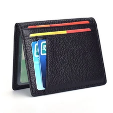 Genuine Leather Minimalist Bifold Wallets For Men RFID Blocking Slim Mens Wallet