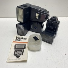 Lot of 3 Assorted Hot Shoe Camera Flashes-Vivitar  Quantaray