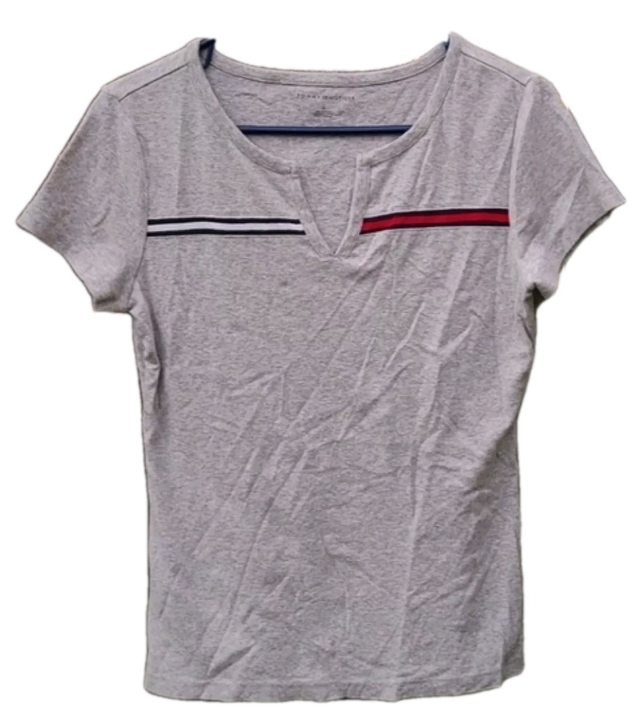 Tommy Hilfiger Essential Split Neck Tee in Light Gray