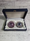 Vintage Murano y2k Glass Paperweight Set millefiori 1999 & 2000 Italy RARE w Box