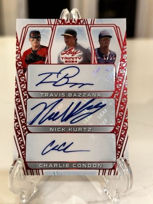 2024 Leaf Trinity Baseball Autograph ROY Nick Kurtz / T Bazzana / C Condon /10