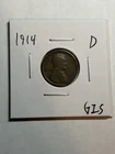 1914-D Lincoln Wheat Cent Fine F Key Date