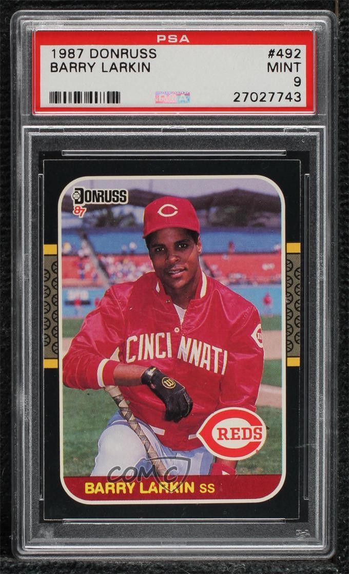 1987 Donruss Barry Larkin #492 PSA 9 MINT HOF 07vd