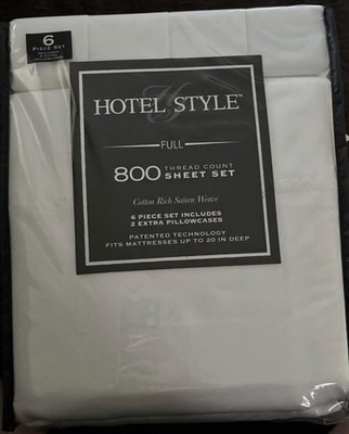 Hotel Style Full Sheet Set 800 Thread Count White Deep Fitted OEKO-TEX