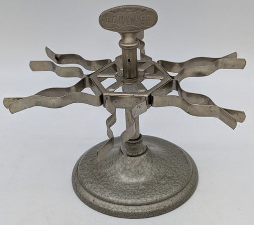 Vtg Achilles Rubber Stamp 6 Holder Rotating Metal Tree Stand Carousel