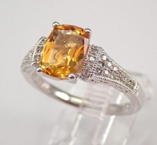 2CT Cushion Cut Lab-Created Citrine Solitaire Wedding Ring 14k White Gold Finish