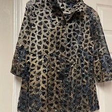 Damee, Black Dressy NY Style Holographic Mesh Flare Jacket Size Zero -NWOT