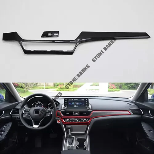 Carbon Fiber Interior Dashboard Center Strip Cover For Honda Accord 2018-2022