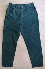 Vintage Lee Denim Jeans High Rise Pine Green USA Union Made Women Sz 16 Med RARE