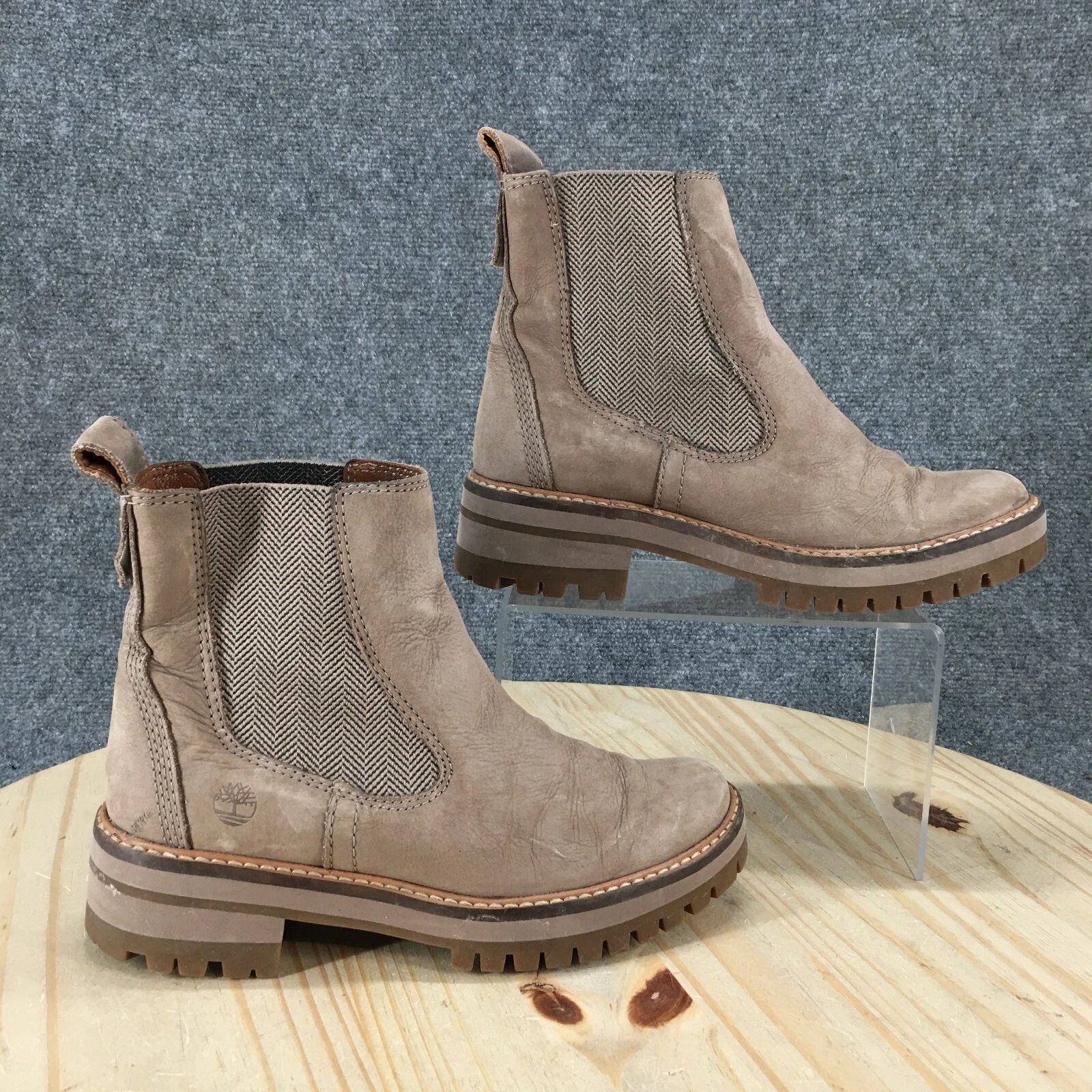 Stivali Timberland donna 6 Courmayeur Valley Chelsea beige pelle pull on A1RRK