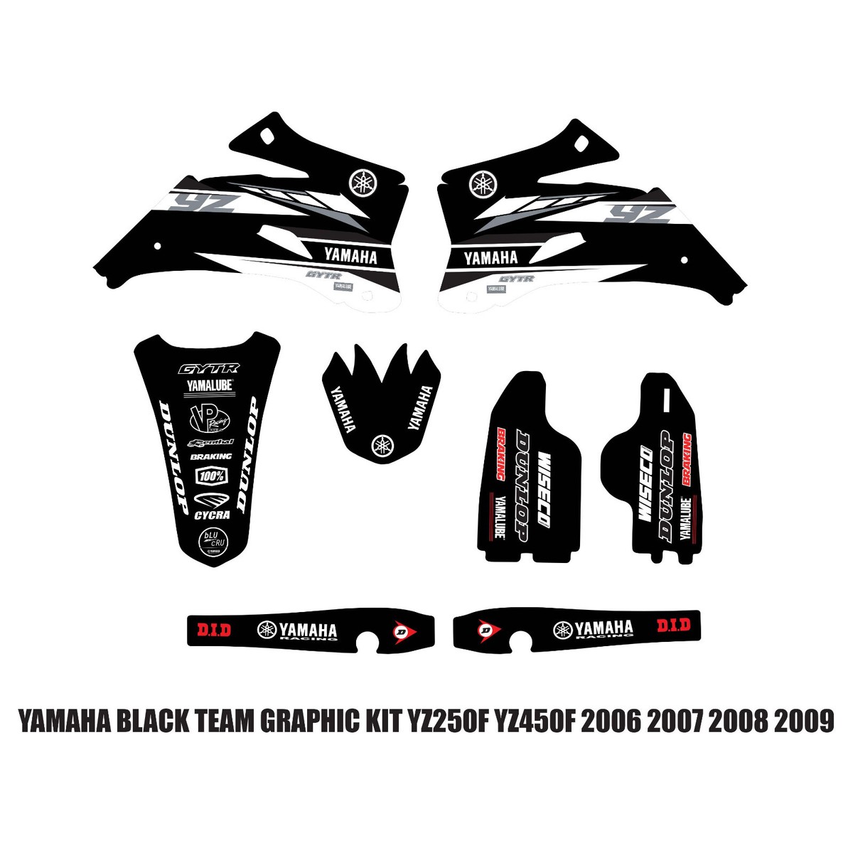 YAMAHA BLACK TEAM GRAPHICS YAMAHA YZ250F YZ450F YZF250 YZF 2006