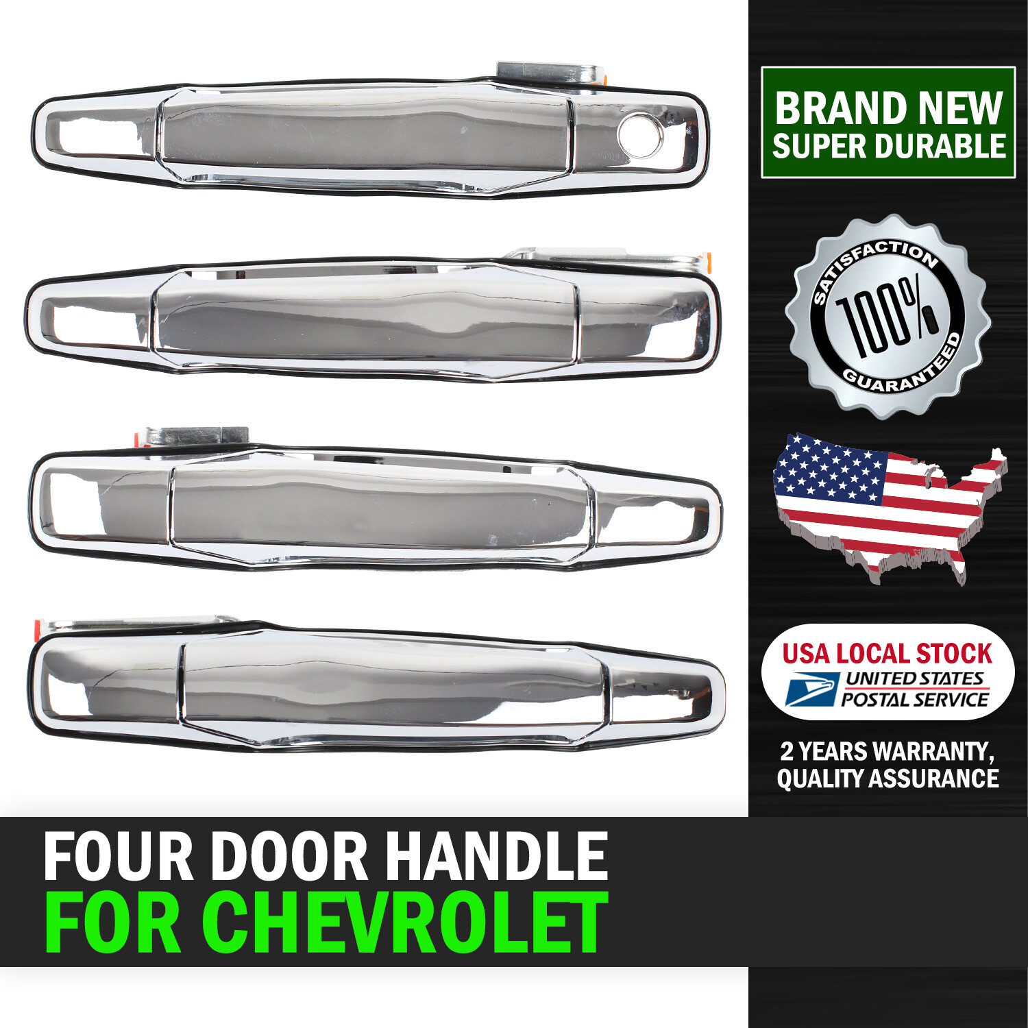 Set(4) Front Rear Silver Door Handle For Chevy GMC Tahoe Yukon Sierra 2007-2013