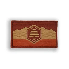 Canyon Camo Utah State Flag Embroidered Patch Desert Subdued 3 ⅜" x 2"