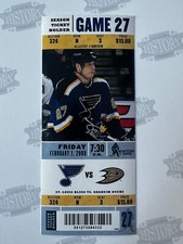 2008 Anaheim Ducks at St Louis Blues Ticket 2/1/08