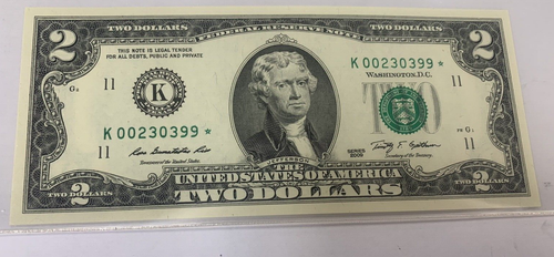 2009 $2 FRN *Star Note* PCGS 65 PPQ Fr 1939K* (K* Block) Lower Serial Number - Picture 2 of 5