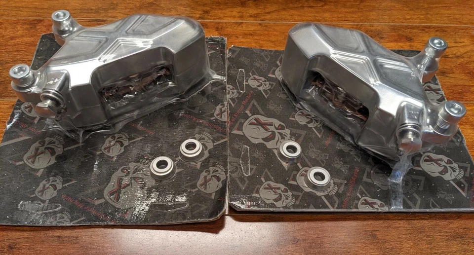 Pinzas de freno de disco de duelo cromadas Performance Machine de 4 pistones rotores de 11,5" FL/FR Foto 3 de 4