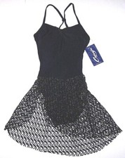 Capezio Camisole Dress Jacquard Skirt Leotard Bodysuit 10188 Black New Nwt Women