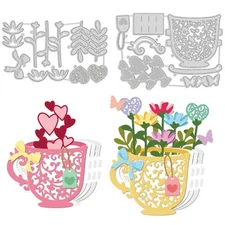 Afternoon Tea Lady Metal Cutting Dies Elegant Women Die Cuts Flower Coffee Cup