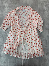 Coquette girl polka dot kimono dressing gown white duster romantic RIXO XS