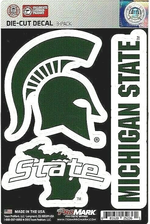 Michigan State Spartans Team Decal Sticker Set Pack *Free Shipping
