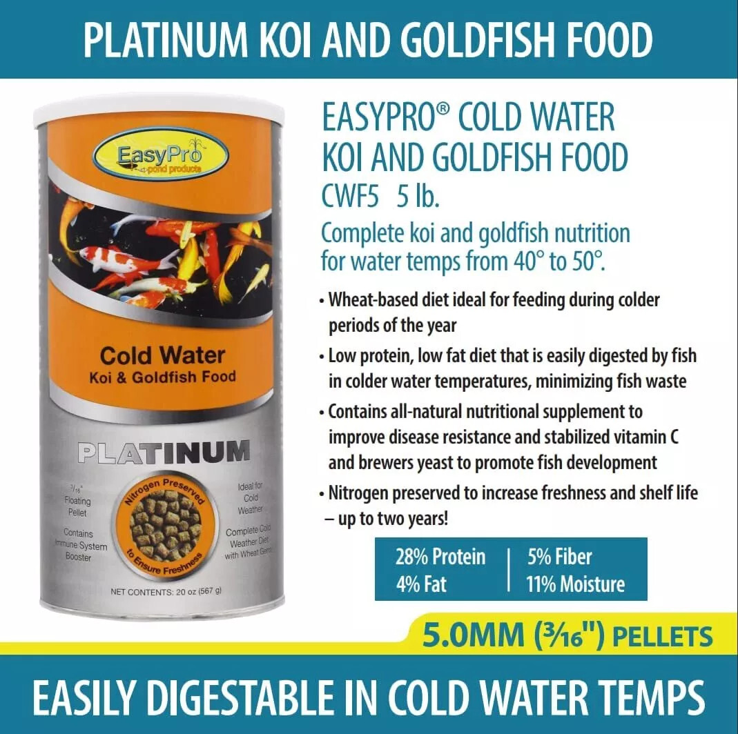 EasyPro Platinum Koi & Goldfish Food – Cold Weather Food – 5lb bag- CWF5