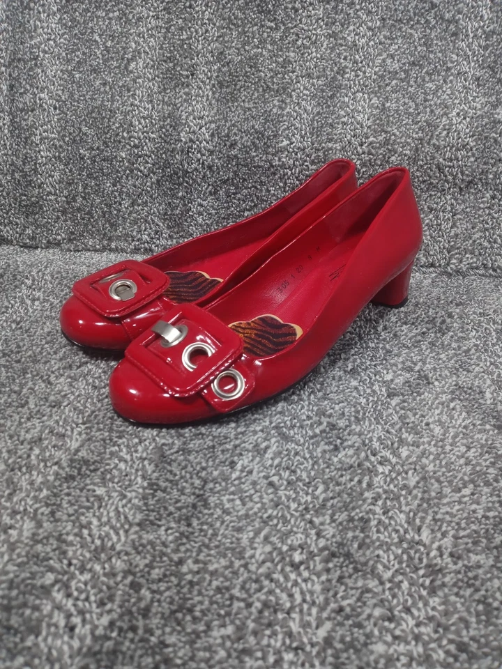 Usado en Excelente Condición Jeffrey Campbell Cuero Rojo Hebilla Tacones Zapatos de Bomba Talla 8 De Colección España  Foto 3 de 4