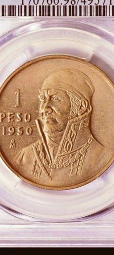 1950 mexican 1 pesos Silver Very Nice Details EF DETAILS CERTIFIED Graded Mr😎