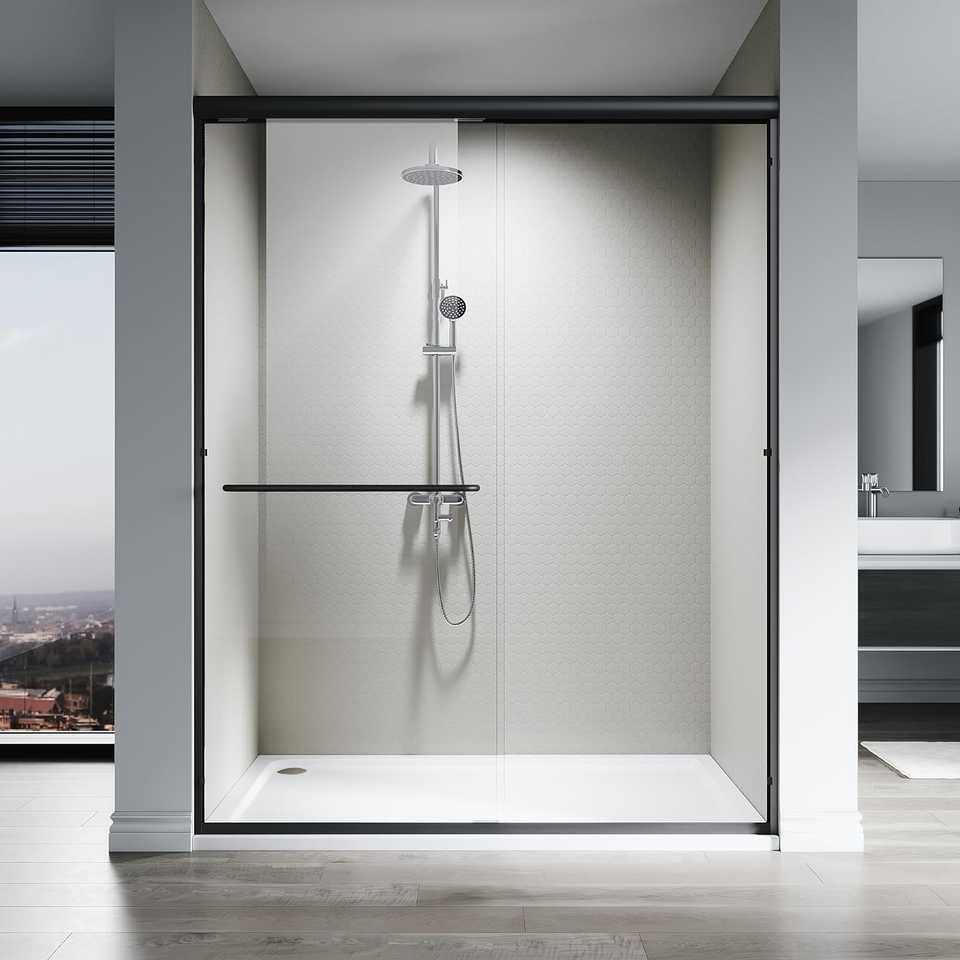 Sliding Shower Door, 60" W X 76" H, 1/4" Tempered Glass Shower Door