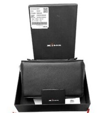 Kiton Black Leather Pochette Man