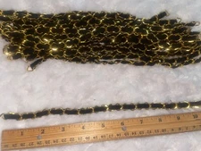 20 pieces black velveteen woven gold metal chain craft trim 11" long 3/8" wide