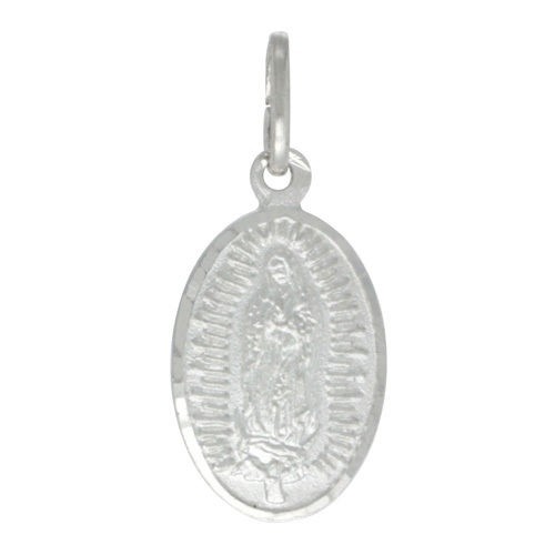 .925 Sterlingsilber Katholisch Guadalupe Oval Medaille Charm Anhänger, 5/8" x 3/8" - Bild 1 von 2