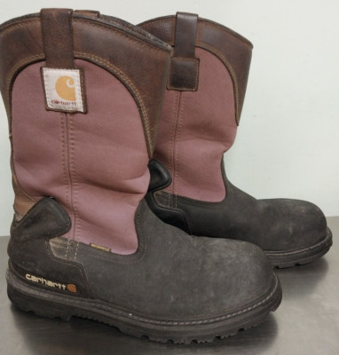 Carhartt  Wellington Purple Leather Steel Toed WORK BOOTS  Size 9.5M-#CMP1259