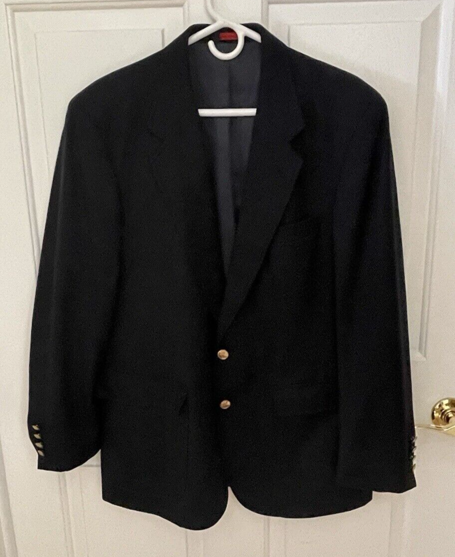 FILA Giacca cappotto sportivo vintage Savile Row blazer 42R uomo blu navy lana bottoni oro