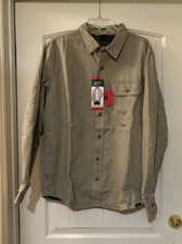 Woolrich Flannel Lined Shirt Jacket Pockets Mens Tan Medium