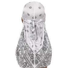 Unisex Printed Headwrap Men Women Bandana Turban Cap Durag Doo Rag Long Tail Hat