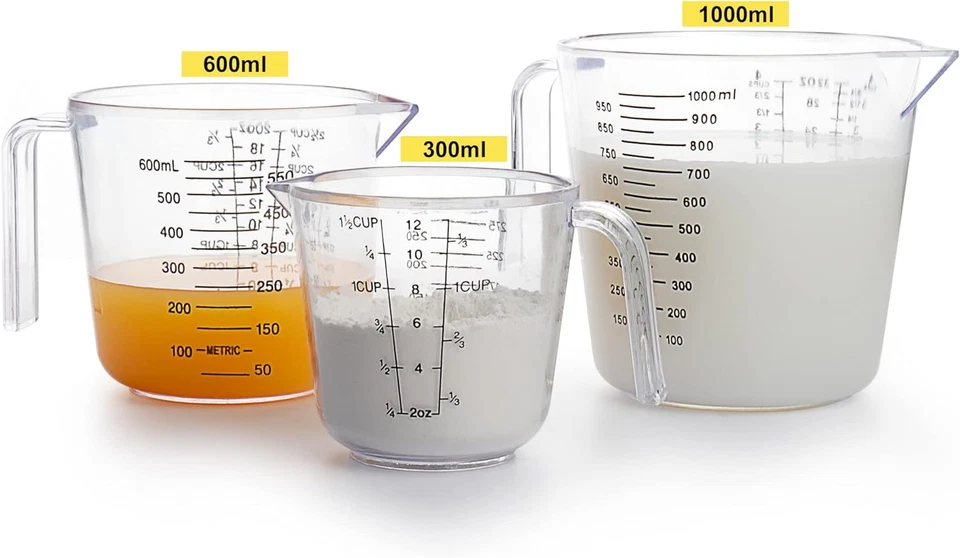 Juego de vasos medidores, vasos medidores líquidos para 3 para cocina - plástico sin BPA S Foto 3 de 4